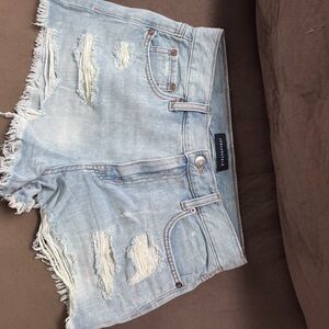 Aeropostale Frayed Light Blue Jean Shorts